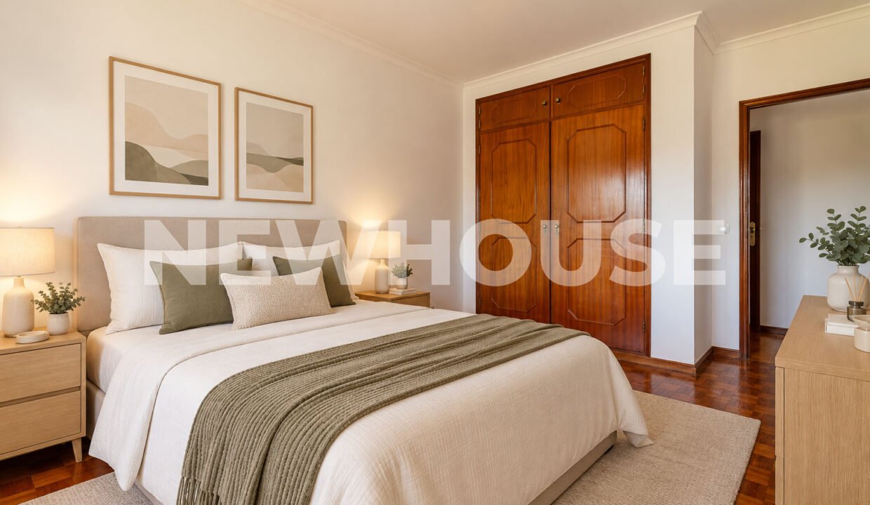 Quarto nórdico acolhedor com madeira e tons terra